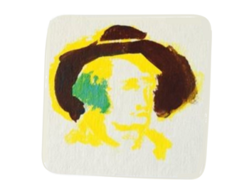 Goethes Kopf auf einen Bierdeckel gemalt